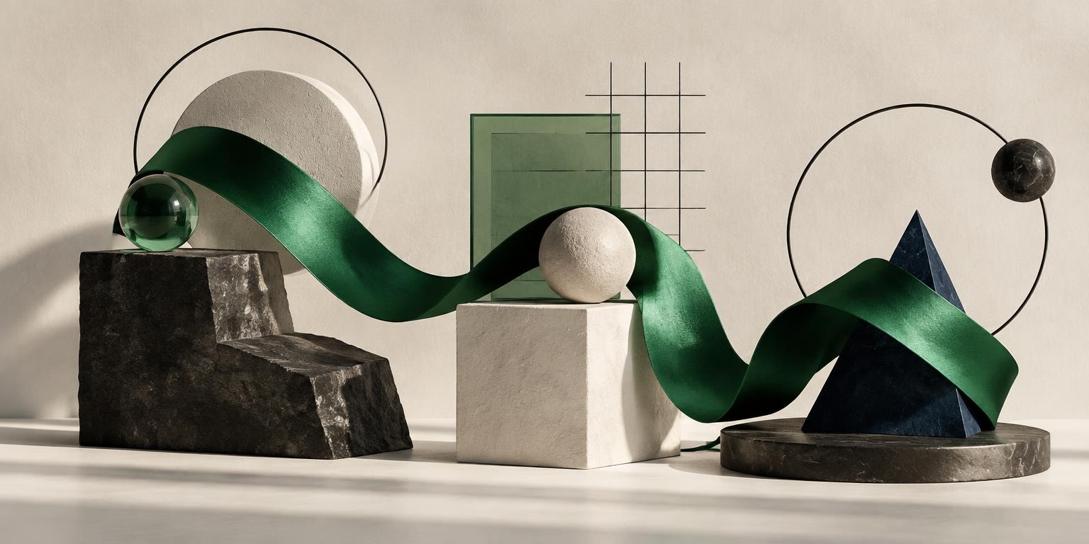 A continuous emerald ribbon joining distinct strategic forms